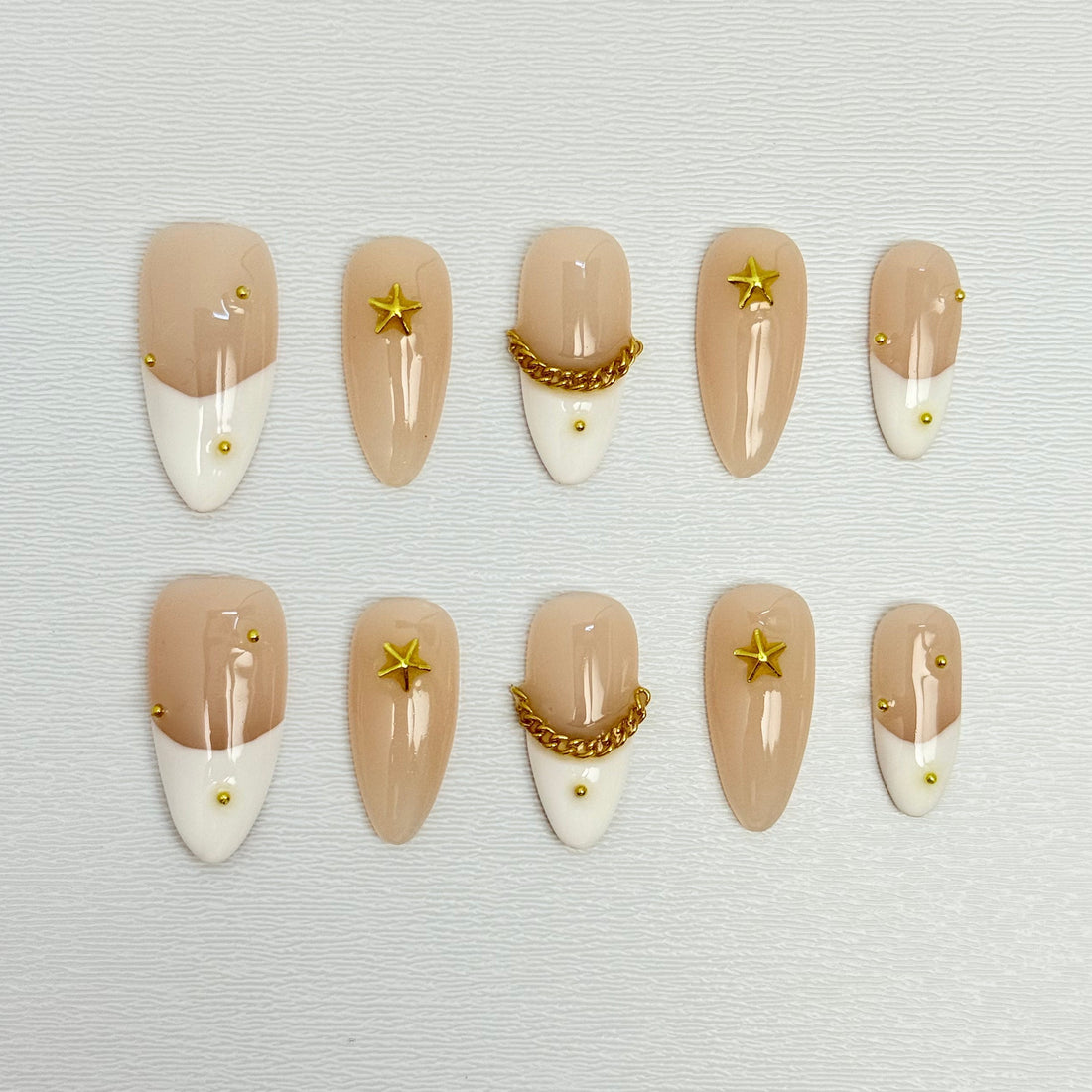 Nude Gold Lineage Nails