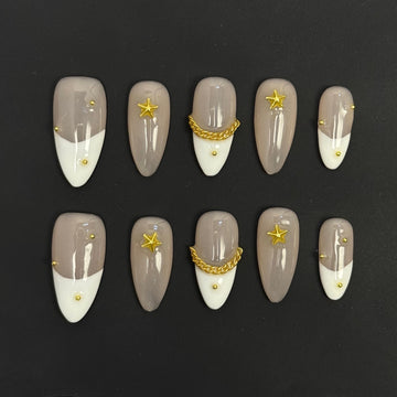 Nude Gold Lineage Nails