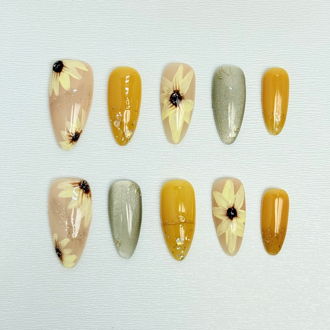Golden Hour Sunflower Nails