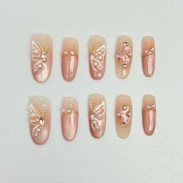 Noble Blush Pearl Nails