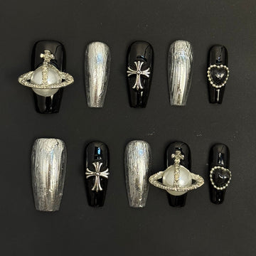 Celestial Metal Noir Nails