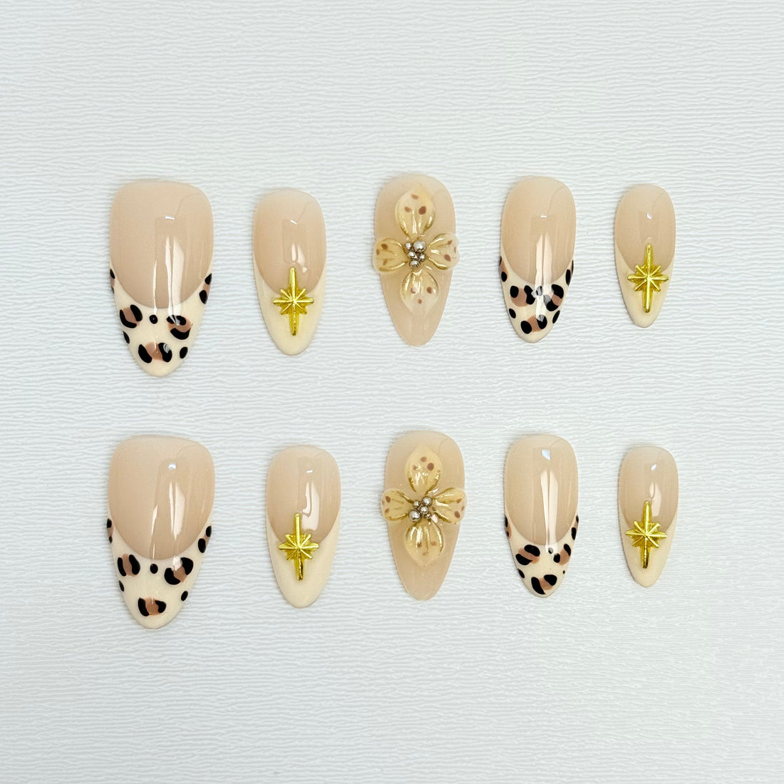 Nude Safari Gold Nails