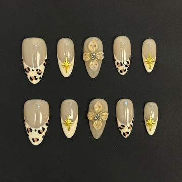 Nude Safari Gold Nails