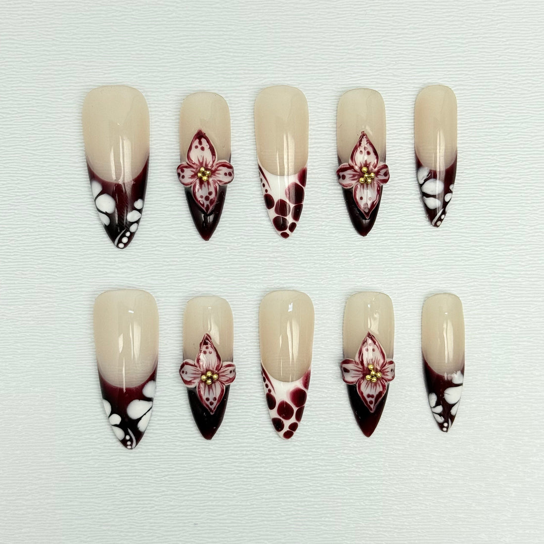 Velvet Wine Blossom Nails