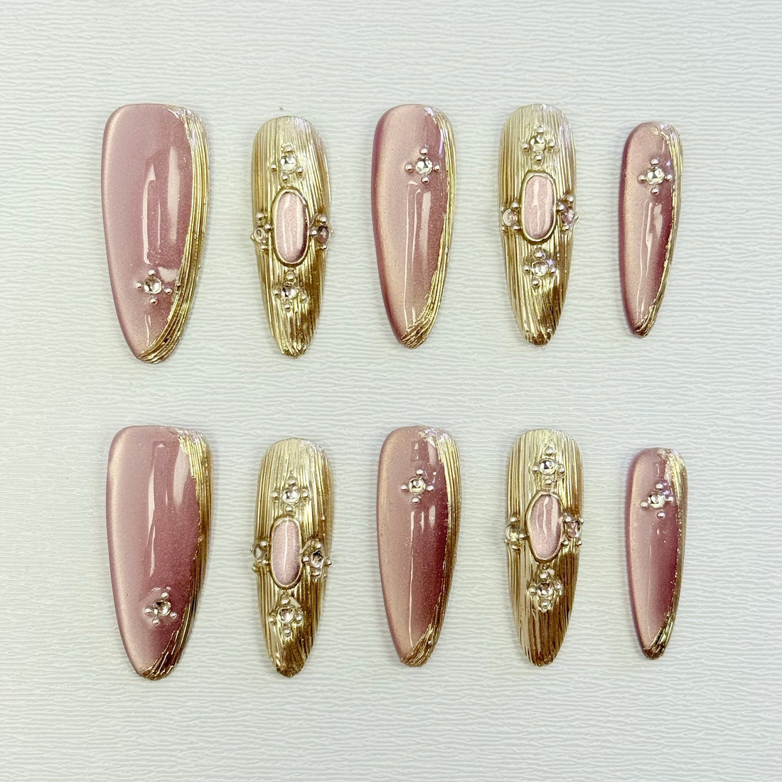 Rosé Gold Veil Nails