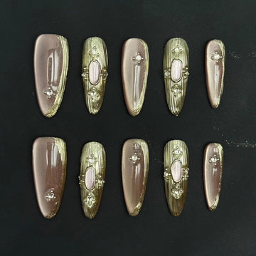 Rosé Gold Veil Nails
