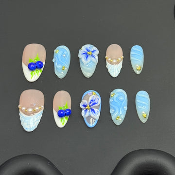 Enchanted Blueberry Garden Nails