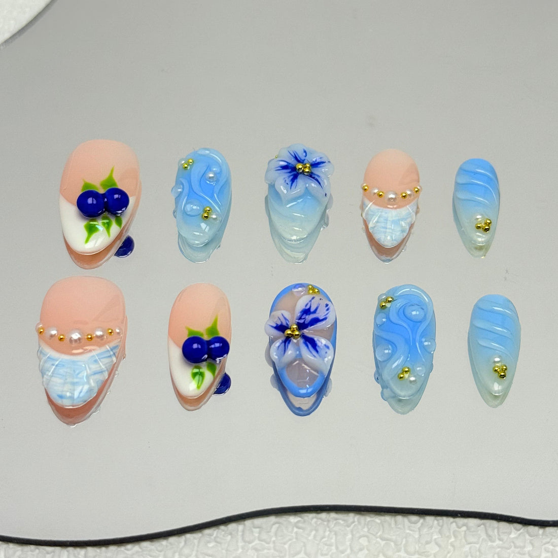 Enchanted Blueberry Garden Nails