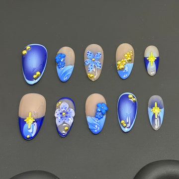 Midnight Royal Gilded Nails