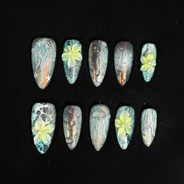 Mint Jellyfish Nails