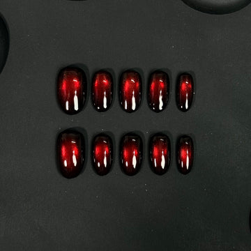 Crimson Cat Eye Nails