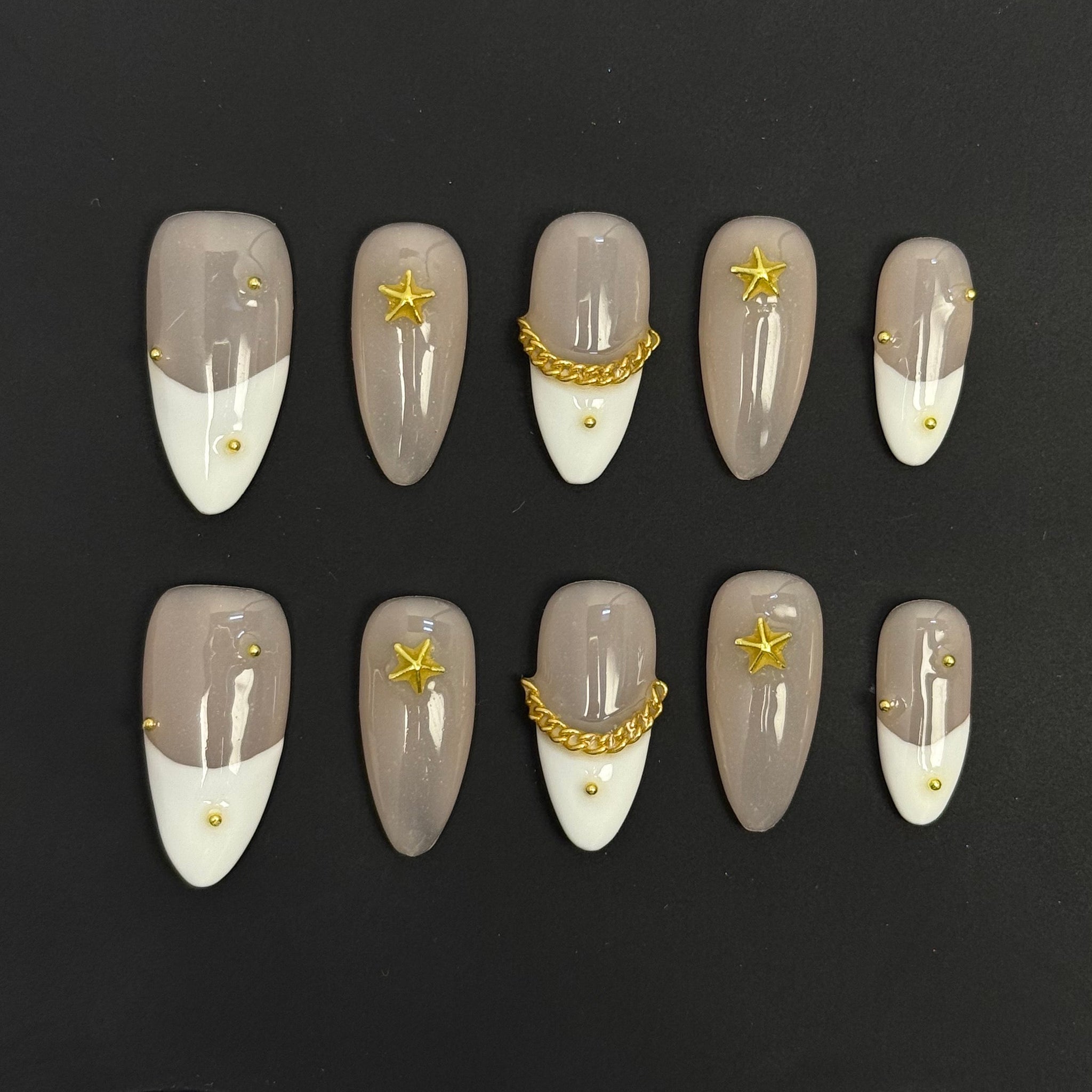 Nude Gold Lineage Nails