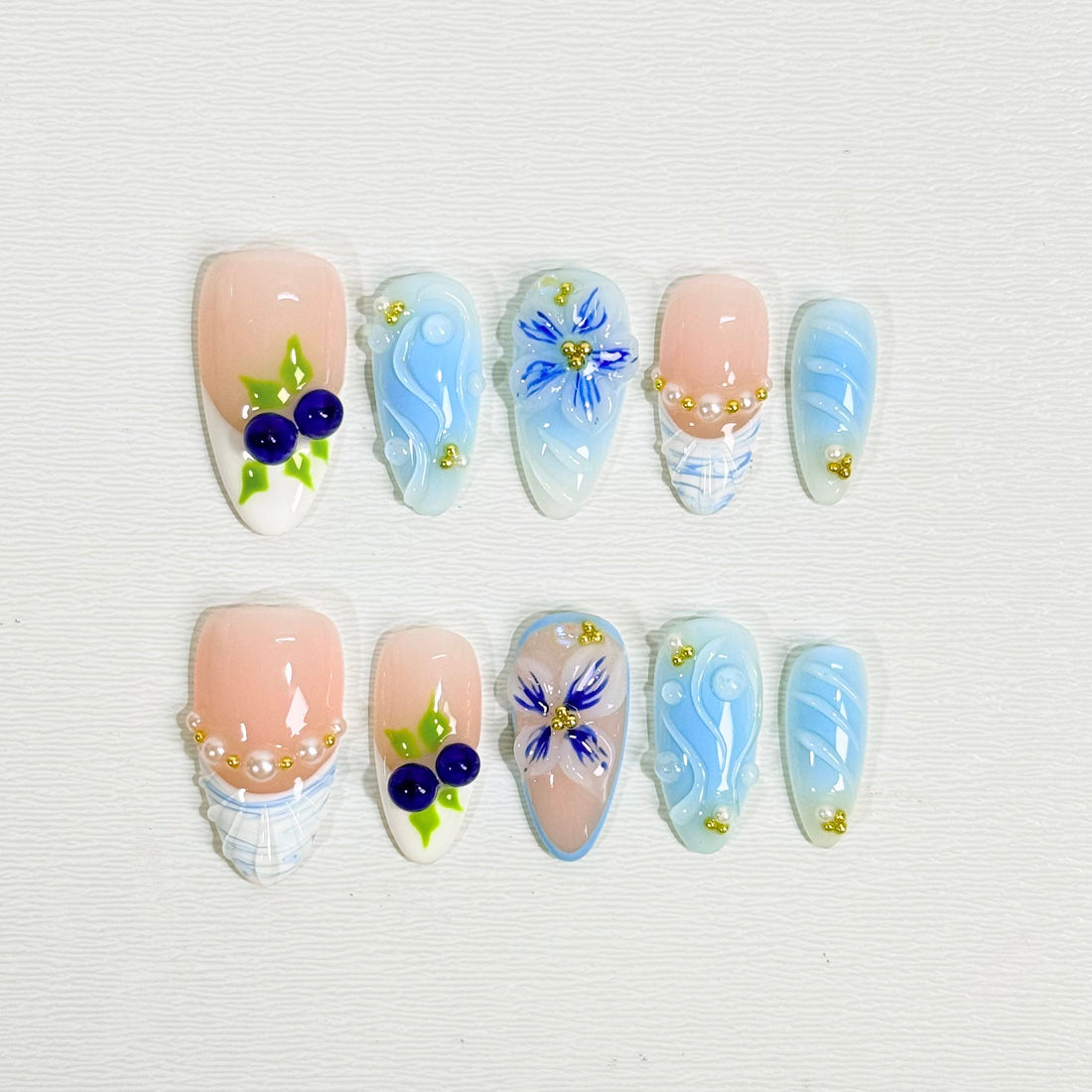 Enchanted Blueberry Garden Nails