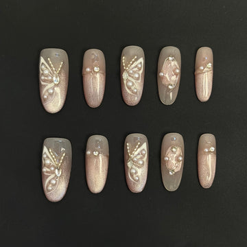 Noble Blush Pearl Nails