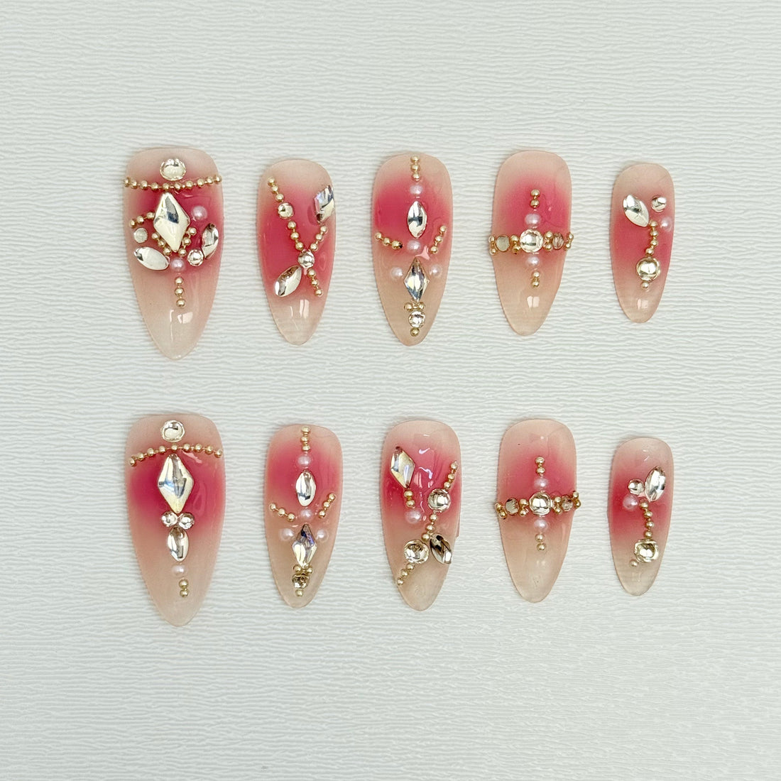Crimson Cascade Jewels Nails