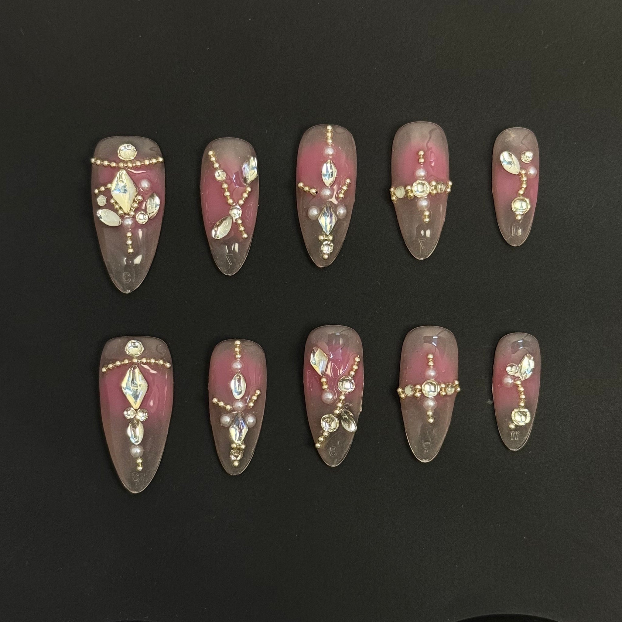 Crimson Cascade Jewels Nails