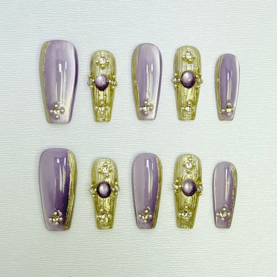 Lilac Stone Veil Nails