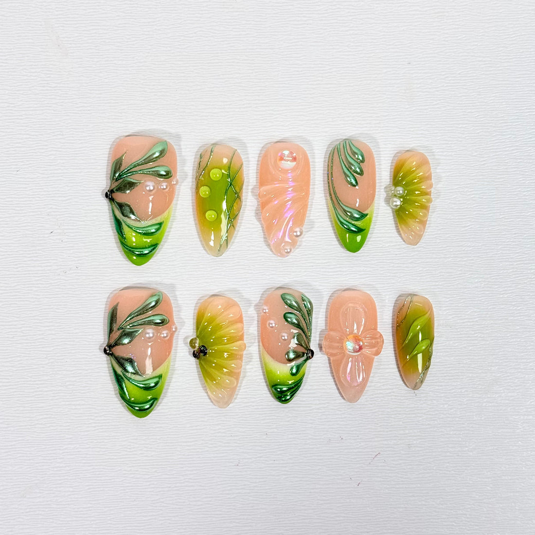 Jade Leaf Veil Nails