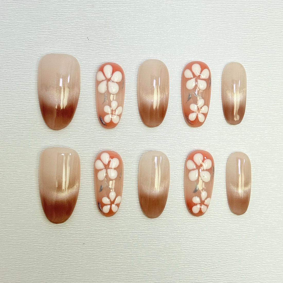 Peach Veil Blossom Nails