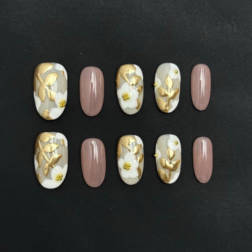 Peach Veil Blossom Nails
