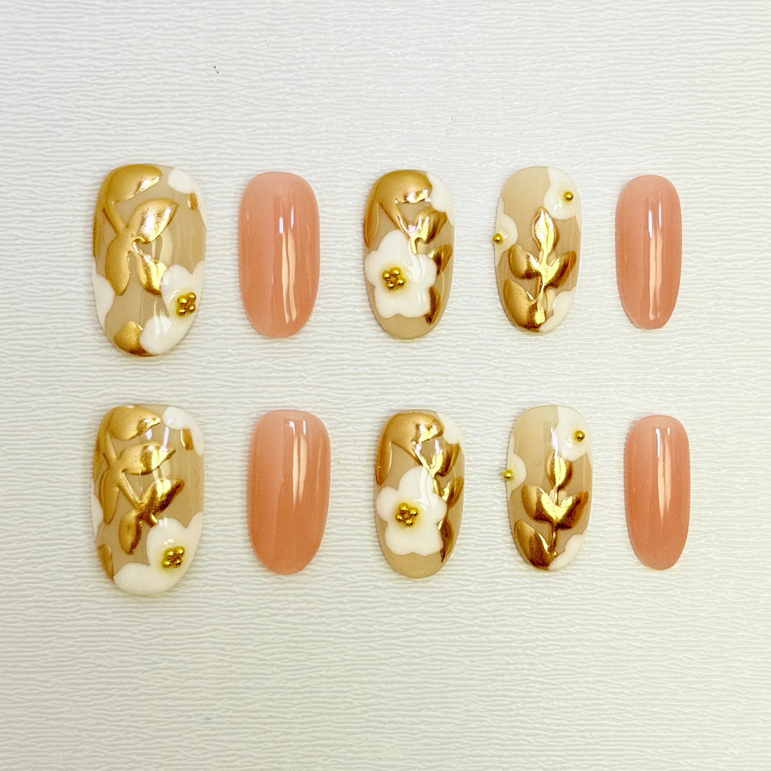 Peach Veil Blossom Nails