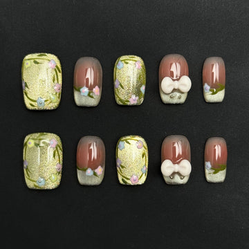 Gilded Blush Garden Nails