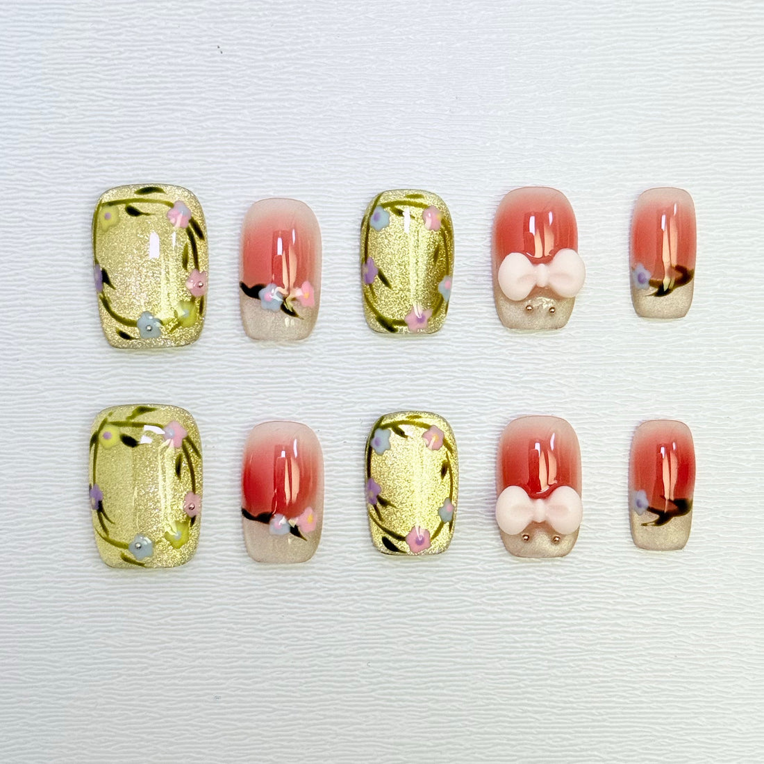 Gilded Blush Garden Nails
