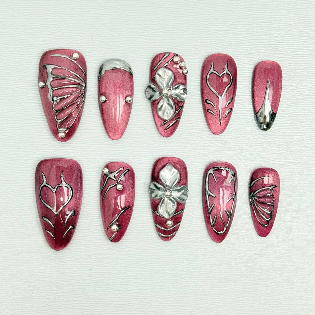 Crimson Chrome Art Nails