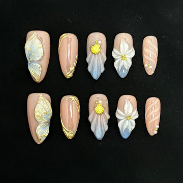 Peach Marble Nails
