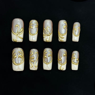 Champagne Swirl French Nails