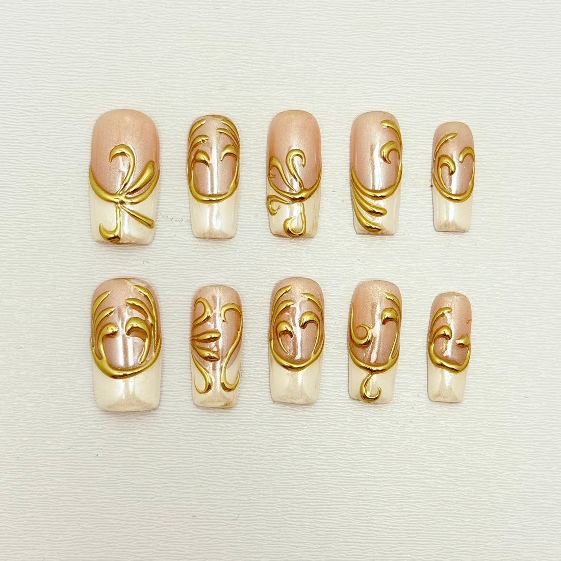 Champagne Swirl French Nails