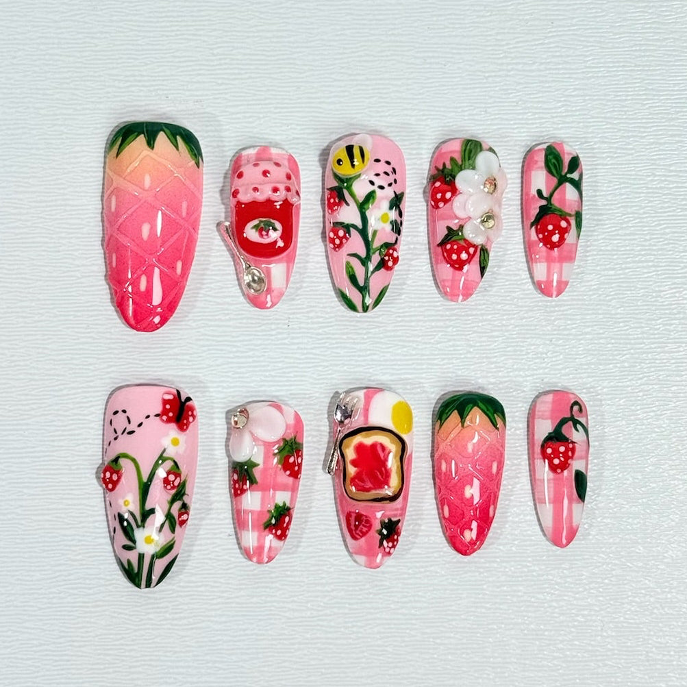 Strawberry Picnic Nails