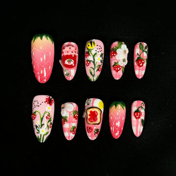 Strawberry Picnic Nails