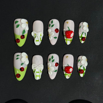 Spring Garden Ladybug Nails