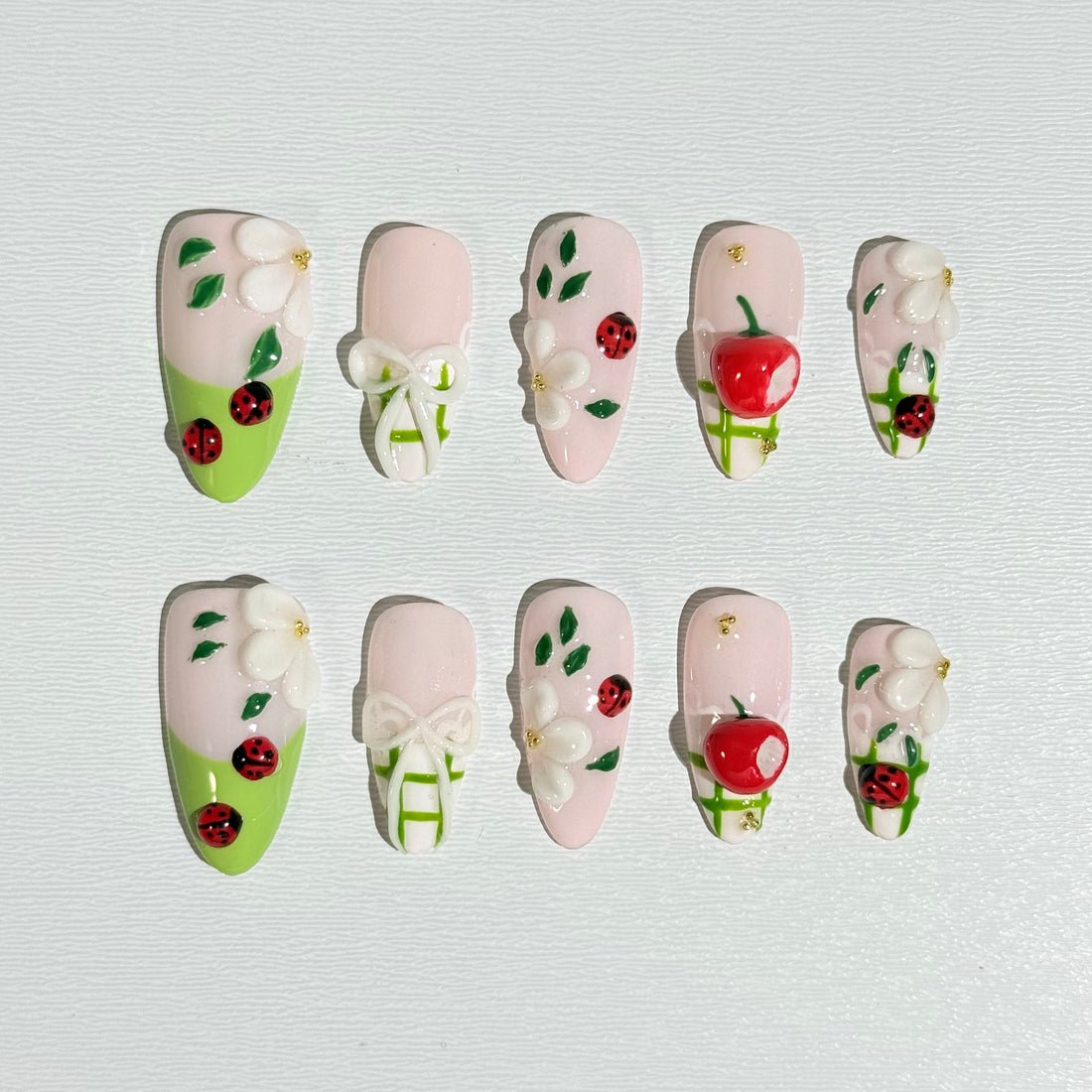 Spring Garden Ladybug Nails