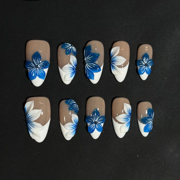 Blue Porcelain French Nails