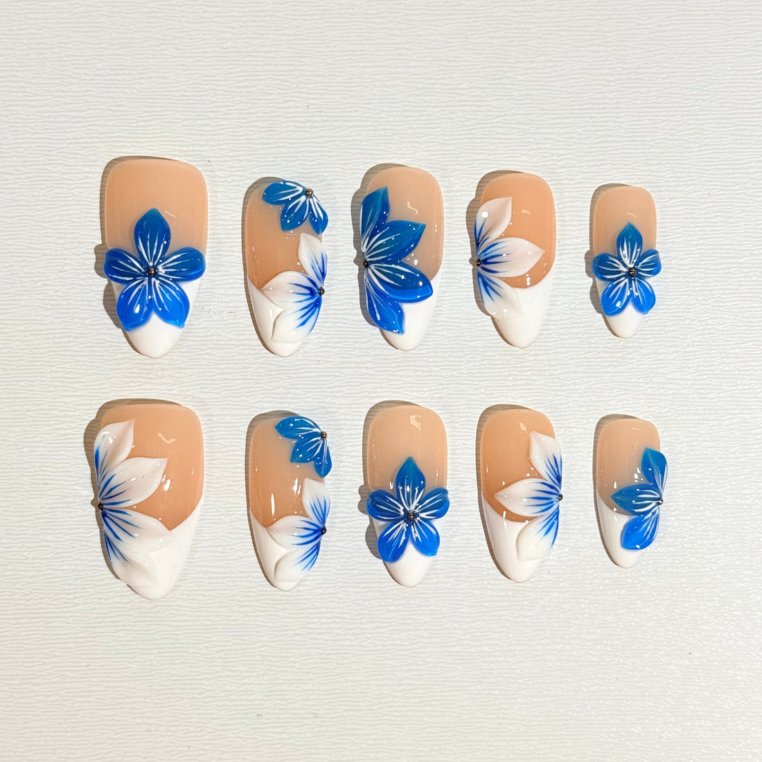 Blue Porcelain French Nails