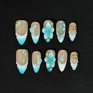 Sea Salt Blue French Nails