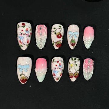 Strawberry Easterland Press on nails