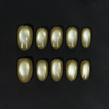 Lime Gold Cat Eye Nails