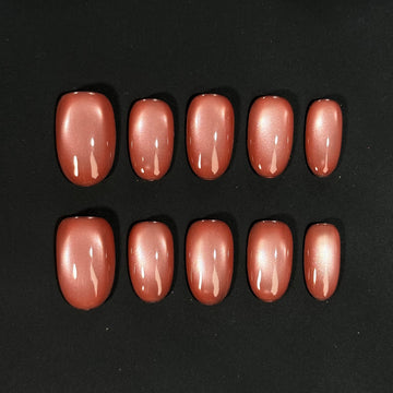 Peach Blush Cat Eye Nails