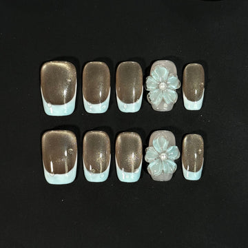 Icy Blue French Nails