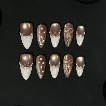 Milk Tea Cat Eye Nails