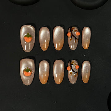 Persimmon Cat Eye Nails