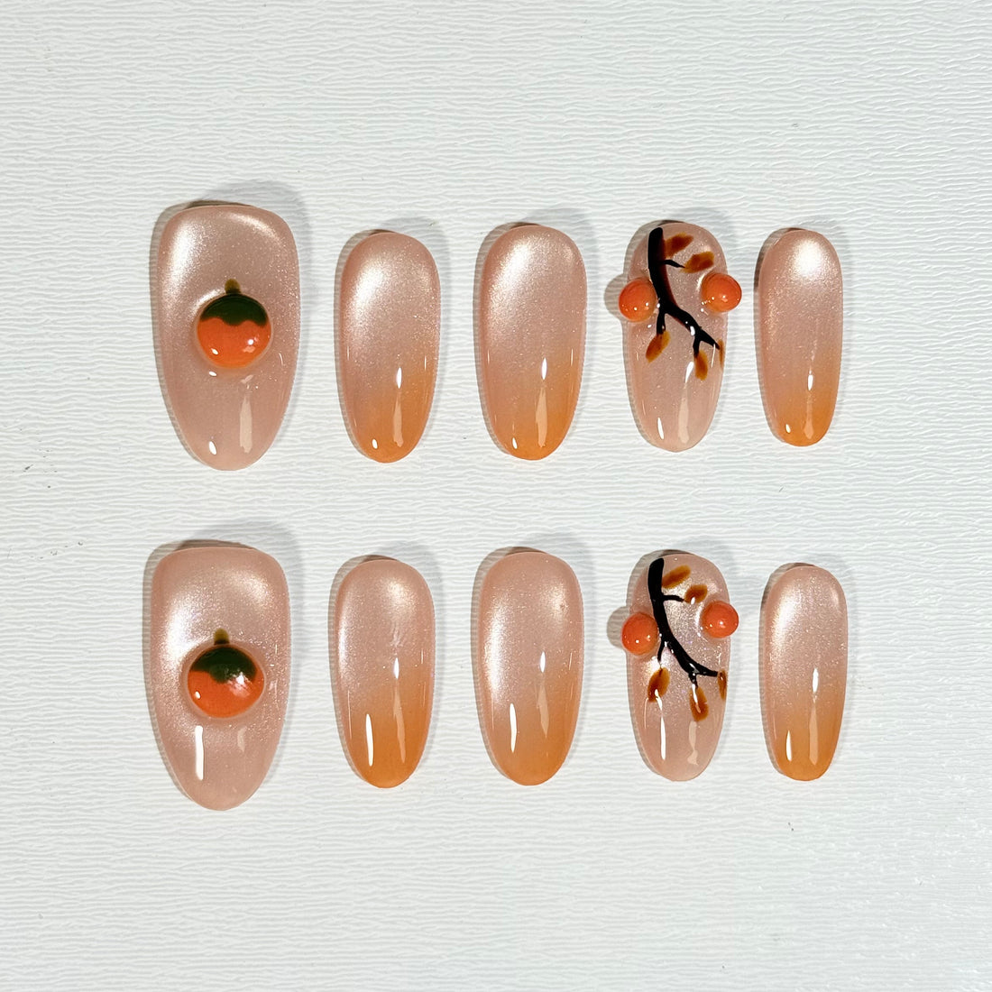 Persimmon Cat Eye Nails