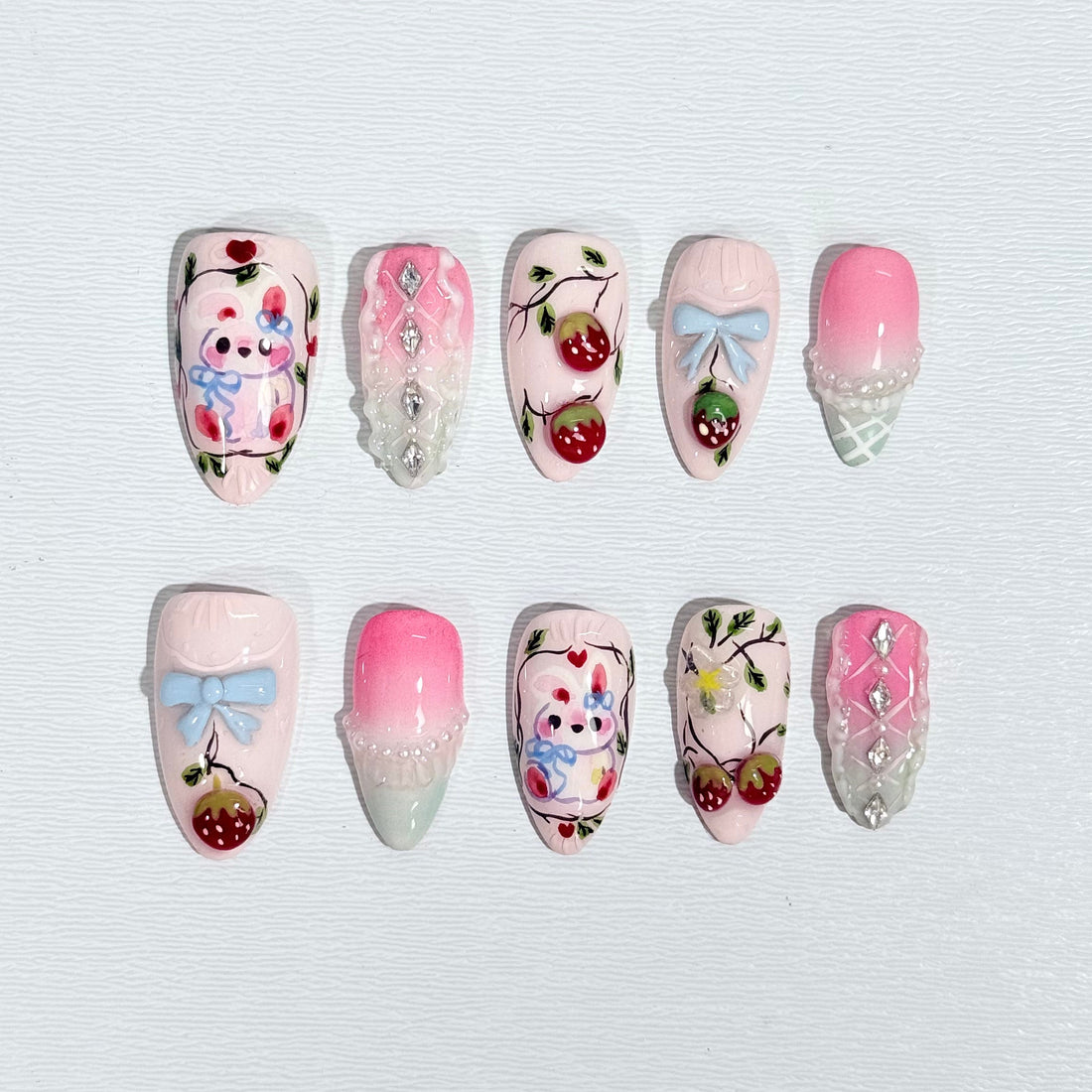 Strawberry Easterland Press on nails